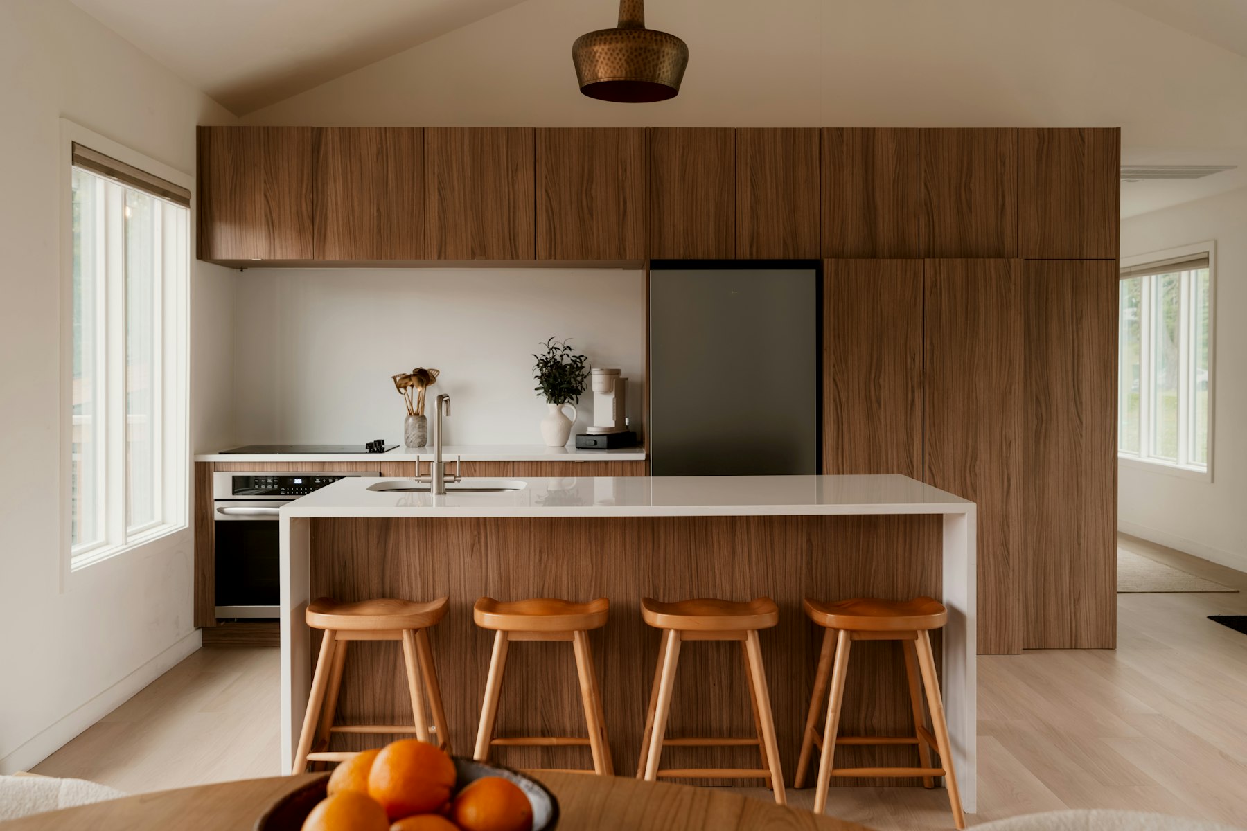 Flat-panel walnut kitchen — South Tampa